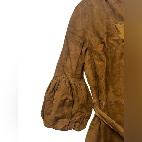 NWT  Trina Turk  the Priya dress in goat leather  cognac   size 8 - Picture 6 of 7